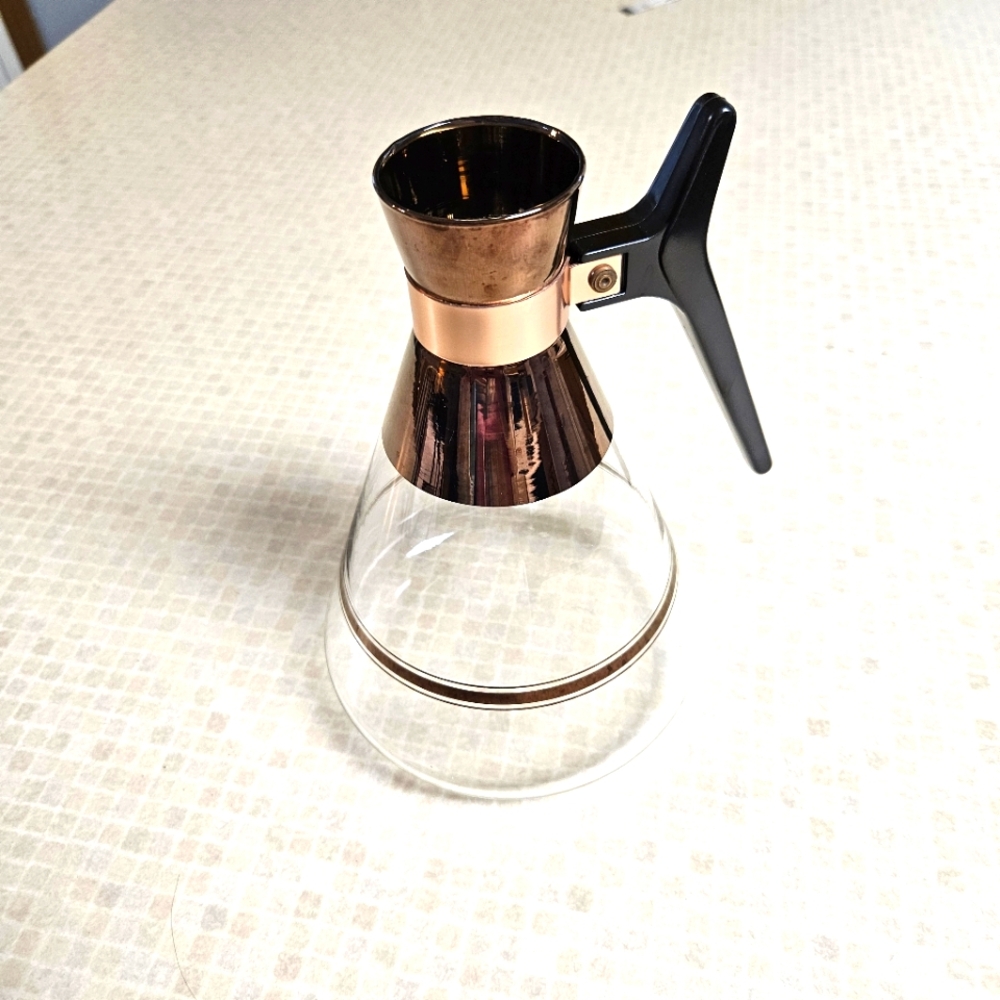 Copper and Black Glass Coffee Carafe